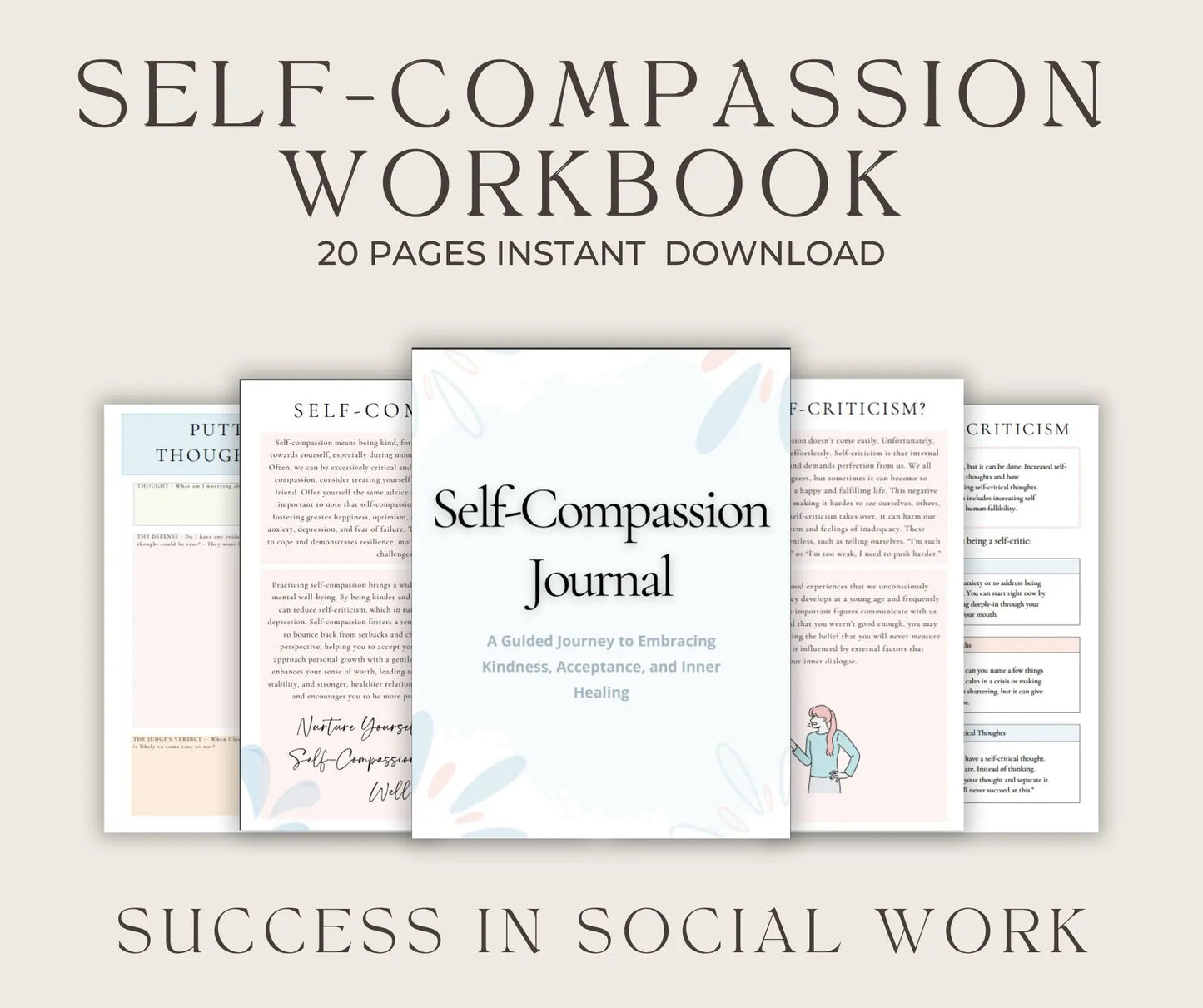 Self-Compassion Journal & Therapy Worksheets – Mental Health Planner, Self-Care Workbook, Coping Skills & Positive Affirmations Ezze Planova