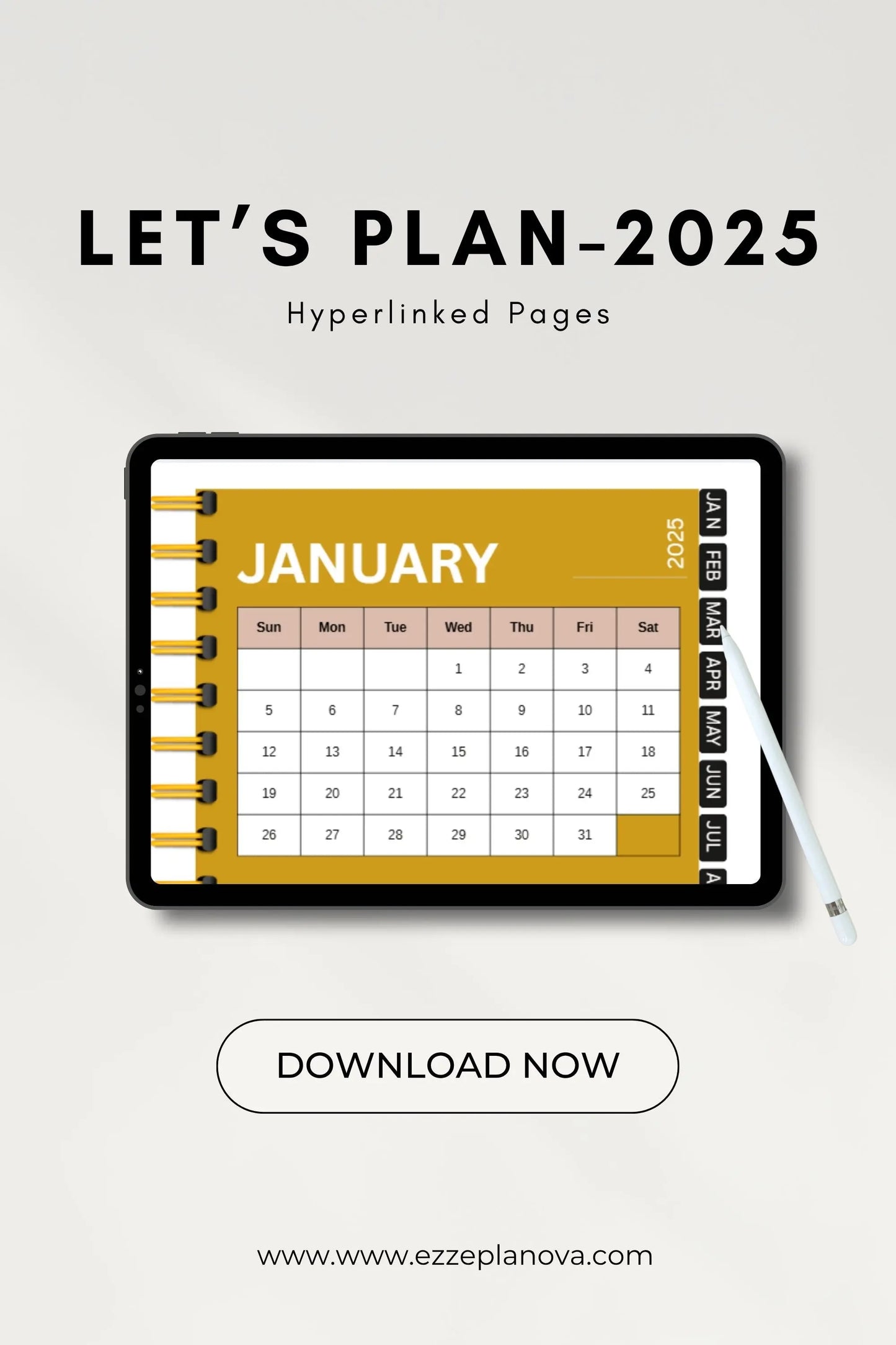LET’S PLAN – 2025 Your all-in-one undated digital planner to stay organized, focused, and stress-free — every single day of the year. Ezze Planova