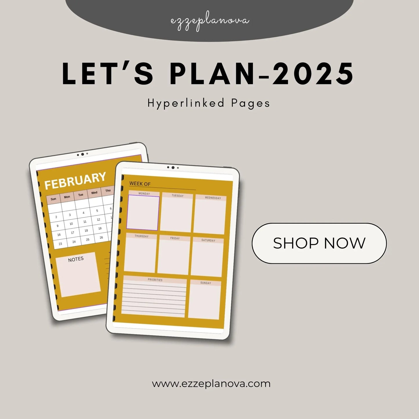 LET’S PLAN – 2025 Your all-in-one undated digital planner to stay organized, focused, and stress-free — every single day of the year. Ezze Planova