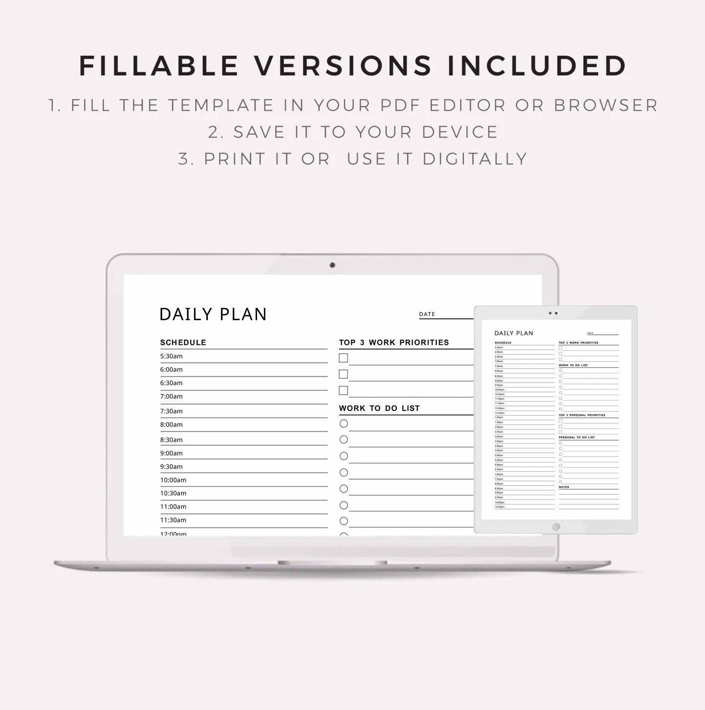 Work From Home - Daily Planner, Weekly Planner, Monthly Planner, Instant Download, A4/A5/Letter/Half Size Ezze Planova