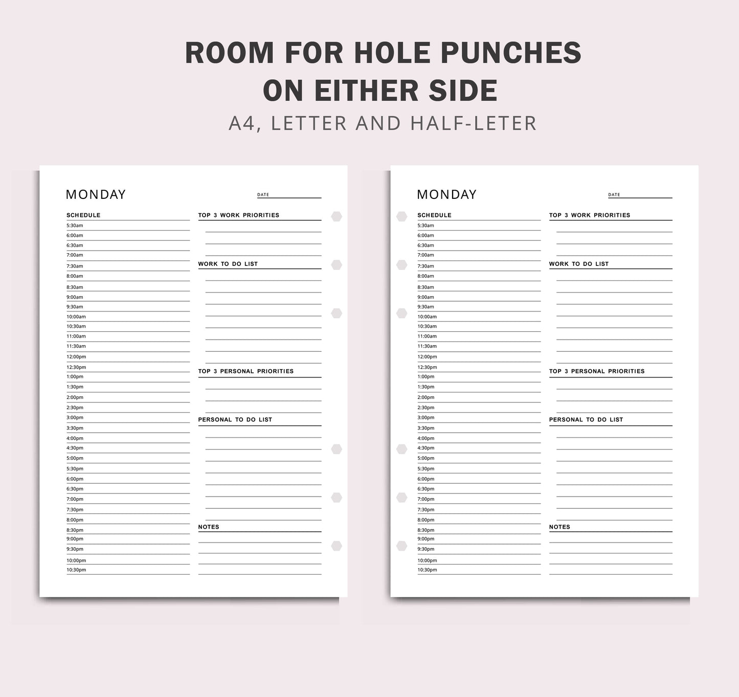 Work from Home Planner – Personal Daily Schedule | Hourly Digital Planner | Instant Download | Available in A5, A4, Letter & Half Letter Sizes Ezze Planova