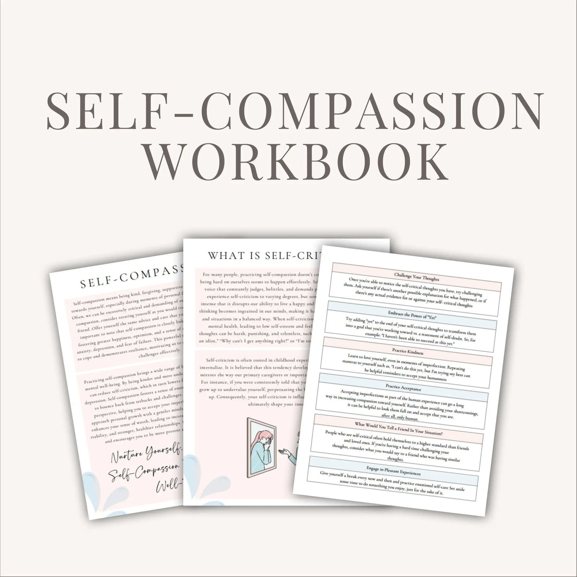 Self-Compassion Journal & Therapy Worksheets – Mental Health Planner, Self-Care Workbook, Coping Skills & Positive Affirmations Ezze Planova