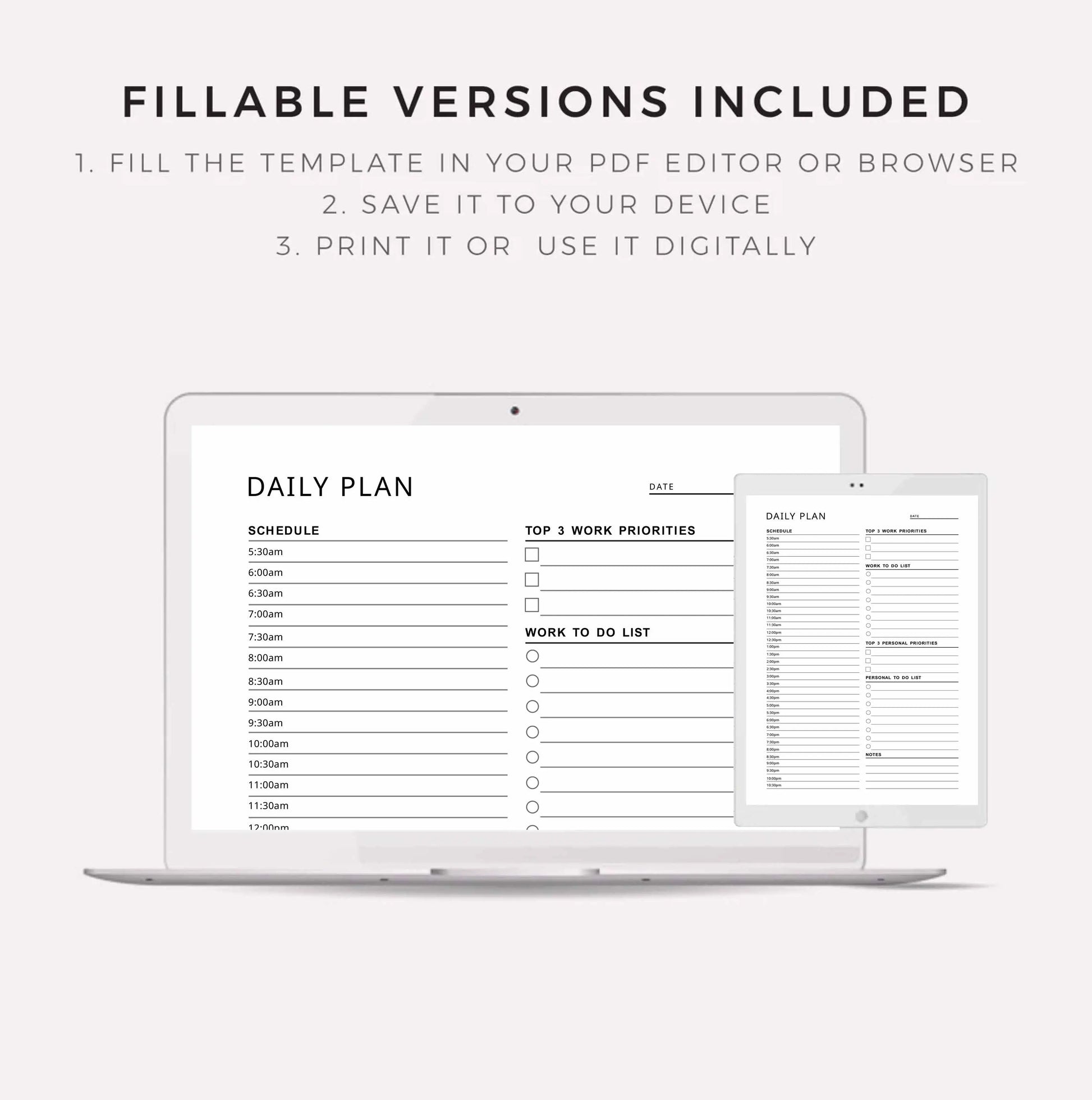 Work From Home - Daily Planner, Weekly Planner, Monthly Planner, Instant Download, A4/A5/Letter/Half Size Ezze Planova