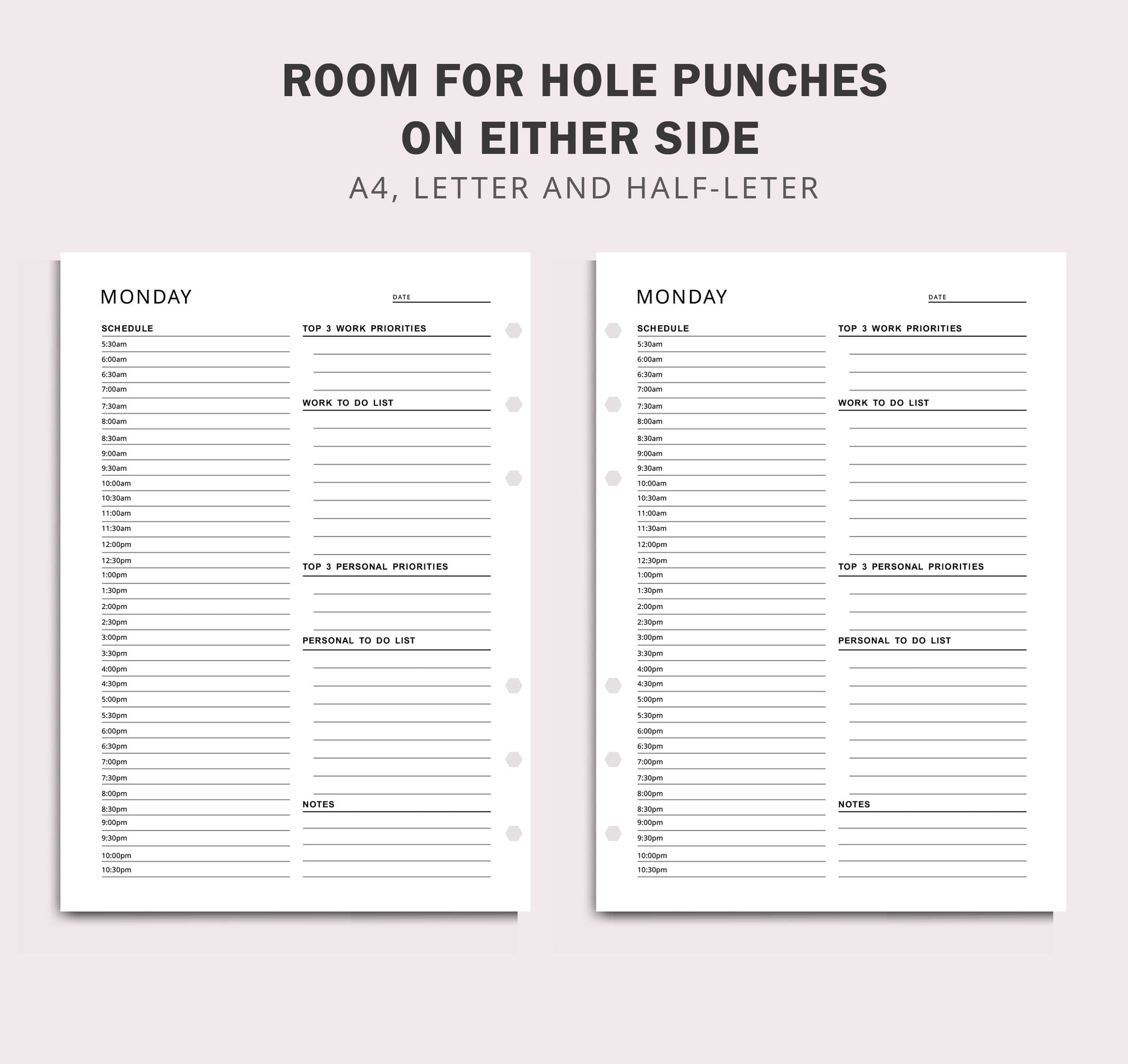 Work from Home Planner – Personal Daily Schedule | Hourly Digital Planner | Instant Download | Available in A5, A4, Letter & Half Letter Sizes Ezze Planova